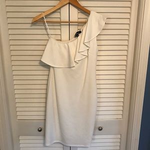 Lulus White One-Shoulder Dress. Size Medium